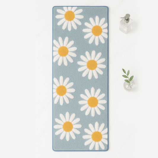 Feblilac Sky Blue Daisy Runner Mat for Bedroom Mom‘s Day Gift