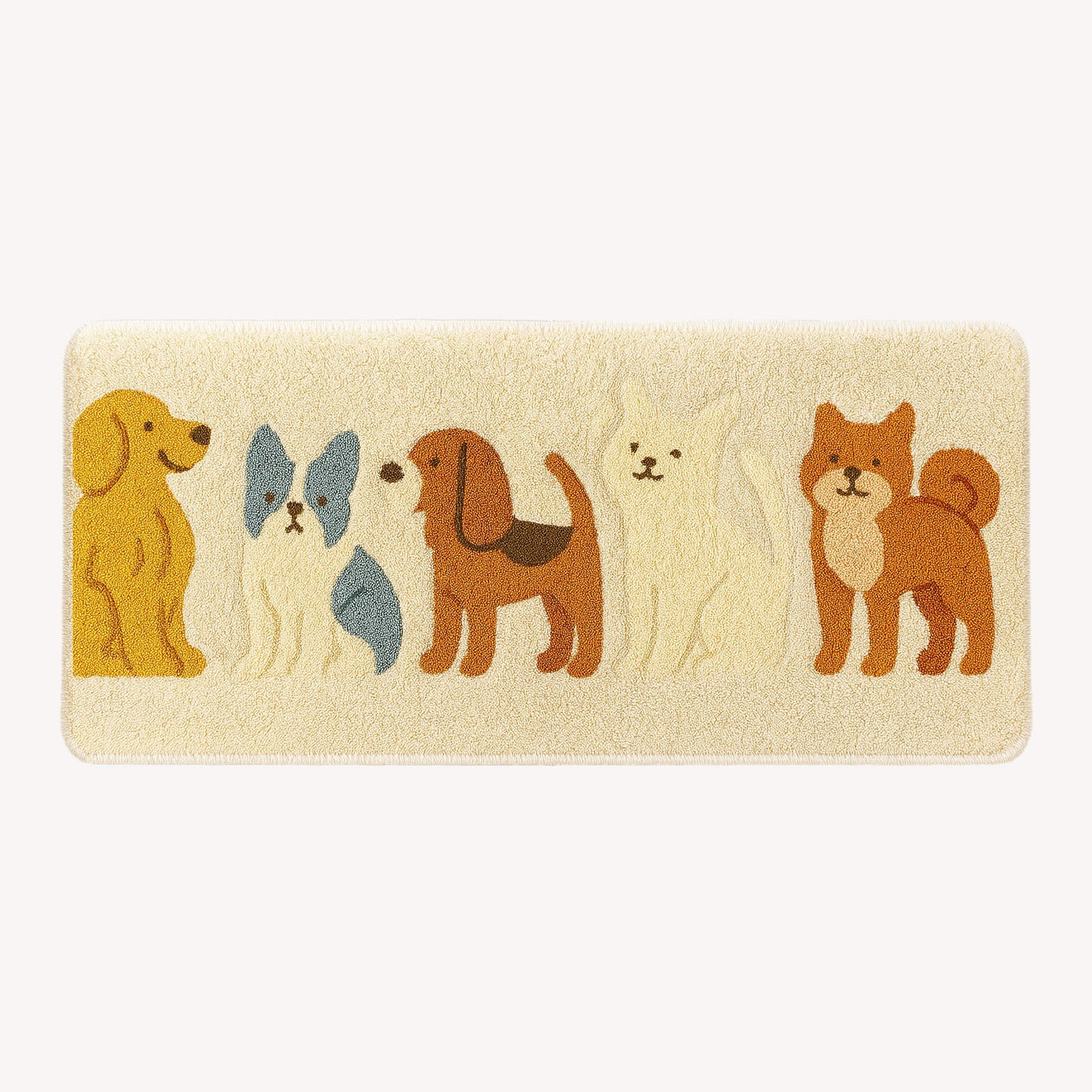 Feblilac Cute Dog Illustration Tufted Rug – Soft & Plush Pet Lover Floor Mat