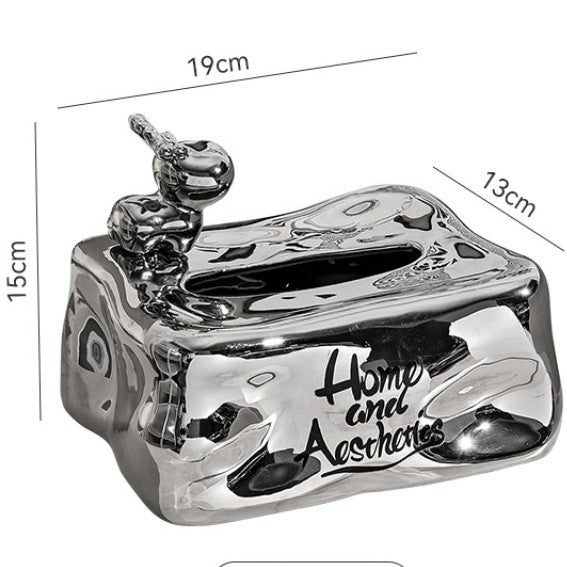 Feblilac Bear and Deer Irregular Waves Ceramic Tissue Holder