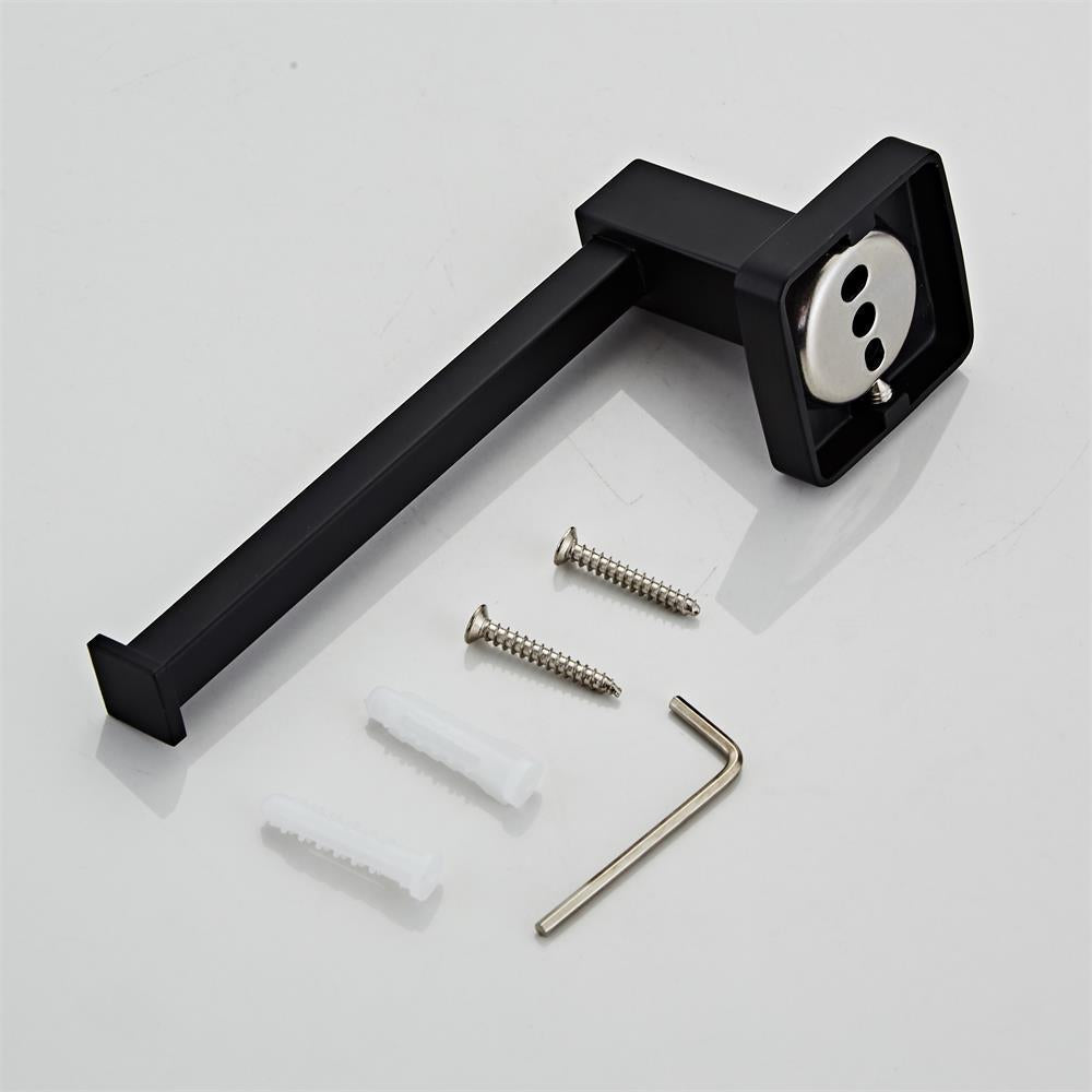 Feblilac Black Bathroom Towel Bar Wall Mount Stand Holder