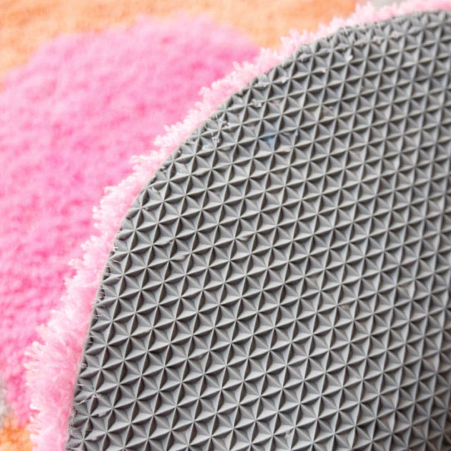 Feblilac Pink & Orange Flower Tufted Bath Mat – Soft Absorbent Non-Slip Rug