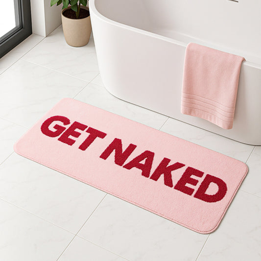 Feblilac Pink Get Naked Runner Rug for Bathroom, Tufted Bath Mat