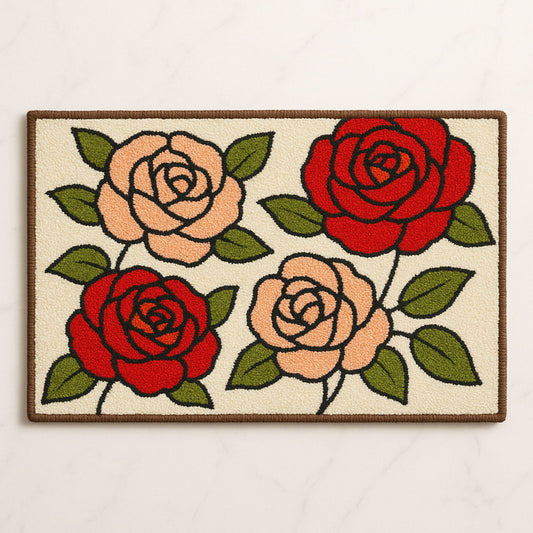 Feblilac Beautiful Rose Garden Tufted Bath Mat