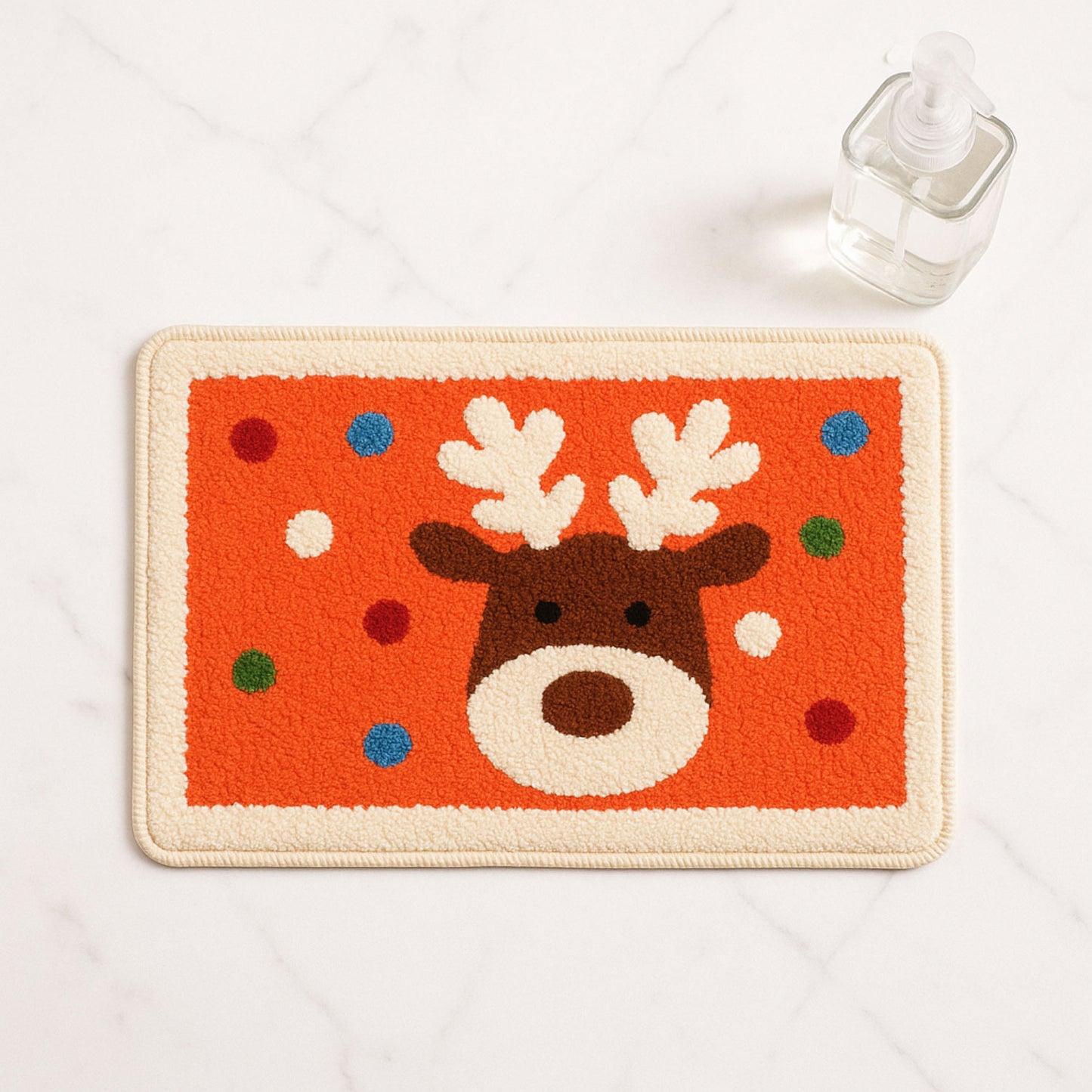 Feblilace Merry Christmas Reindeer ELK Orange Ground Bath Mat