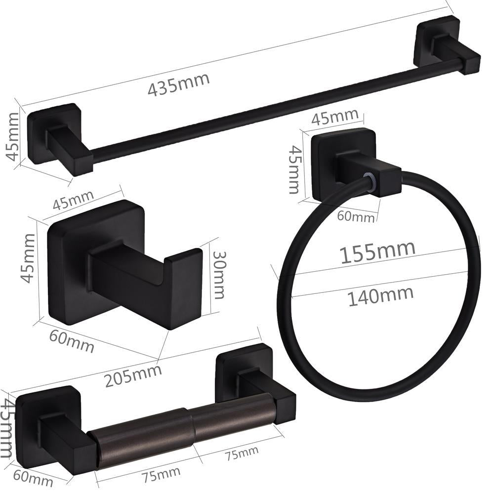 Feblilac Black Bathroom Towel Bar Wall Mount Stand Holder