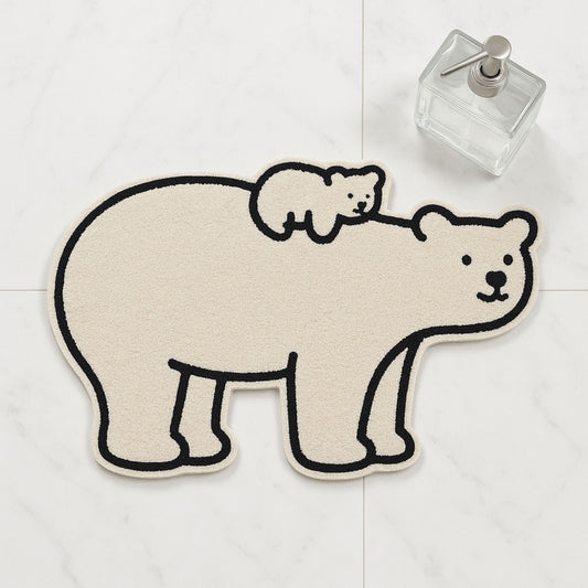 Feblilac Cute Bear Baby and Mom Bathroom Rug Bathmat