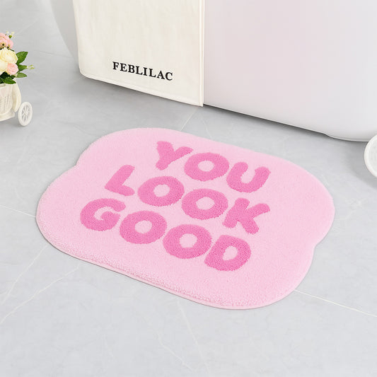 Feblilac You Look Good Pink Tufted Bath Mat