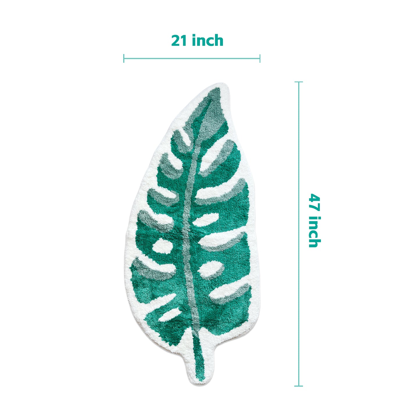 Feblilac Green Leave Bathroom Runner Tropical Monstera Tufted Bath Mat