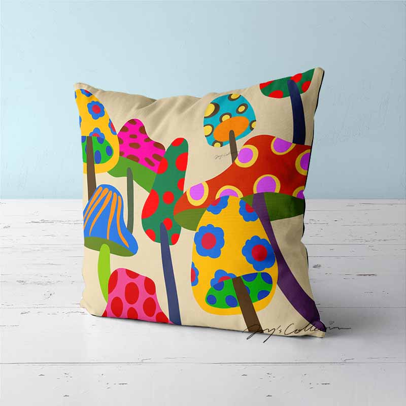 Feblilac Color Mushroom Cushion Covers Throw Pillow Covers