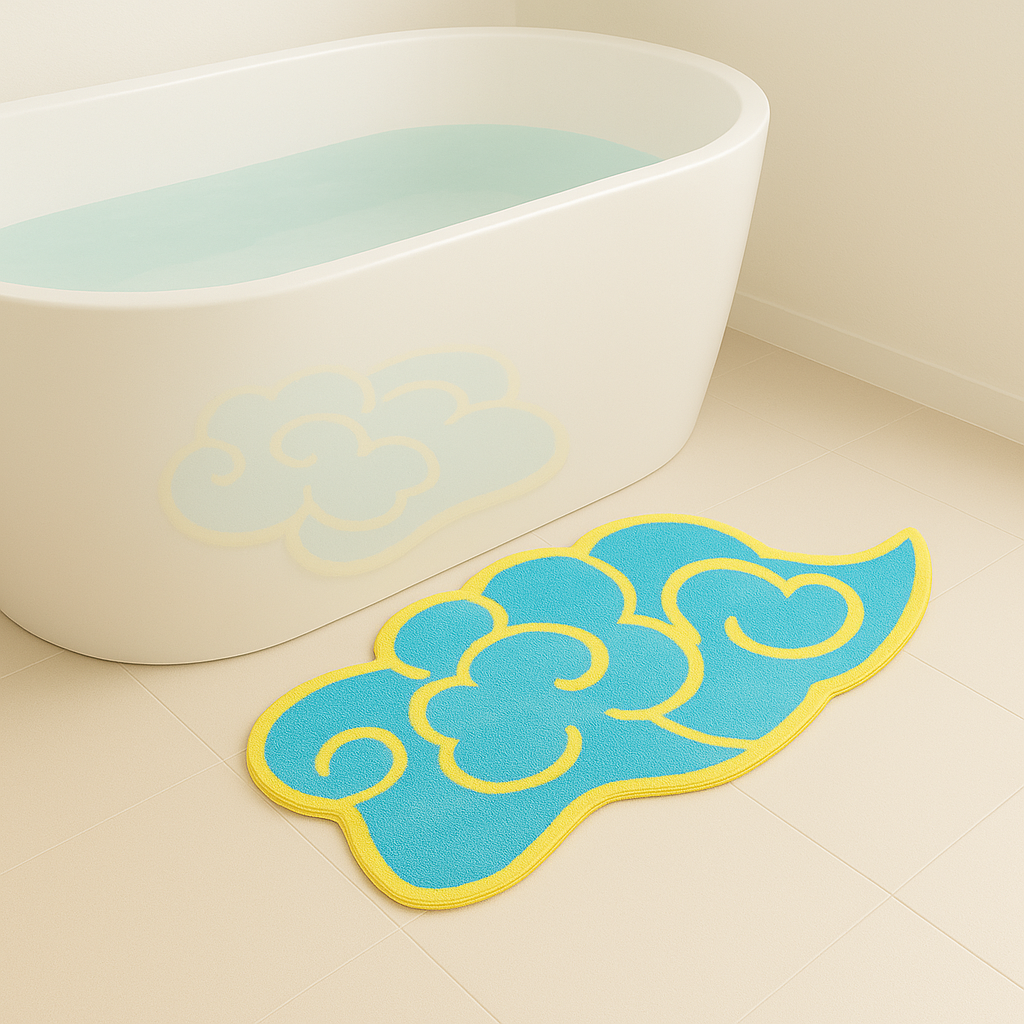 Yellow Blue Luck Cloud Bath Mat