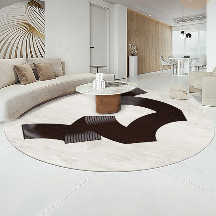 Feblilac Black Ribbon White Bottom Handmade Tufted Acrylic Livingroom Carpet Area Rug