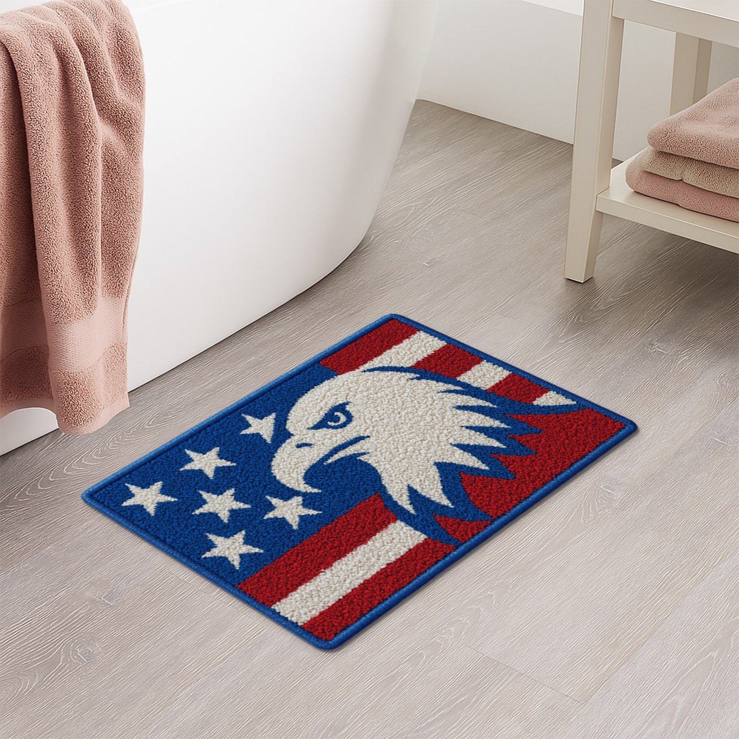 Feblilac American Eagle Flag Tufted Bath Mat