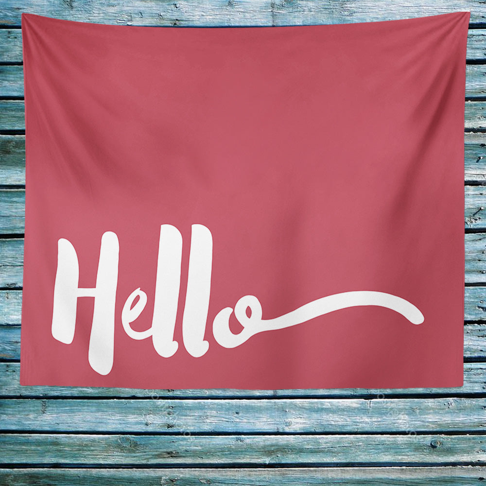Feblilac Red Background Hello Tapestry