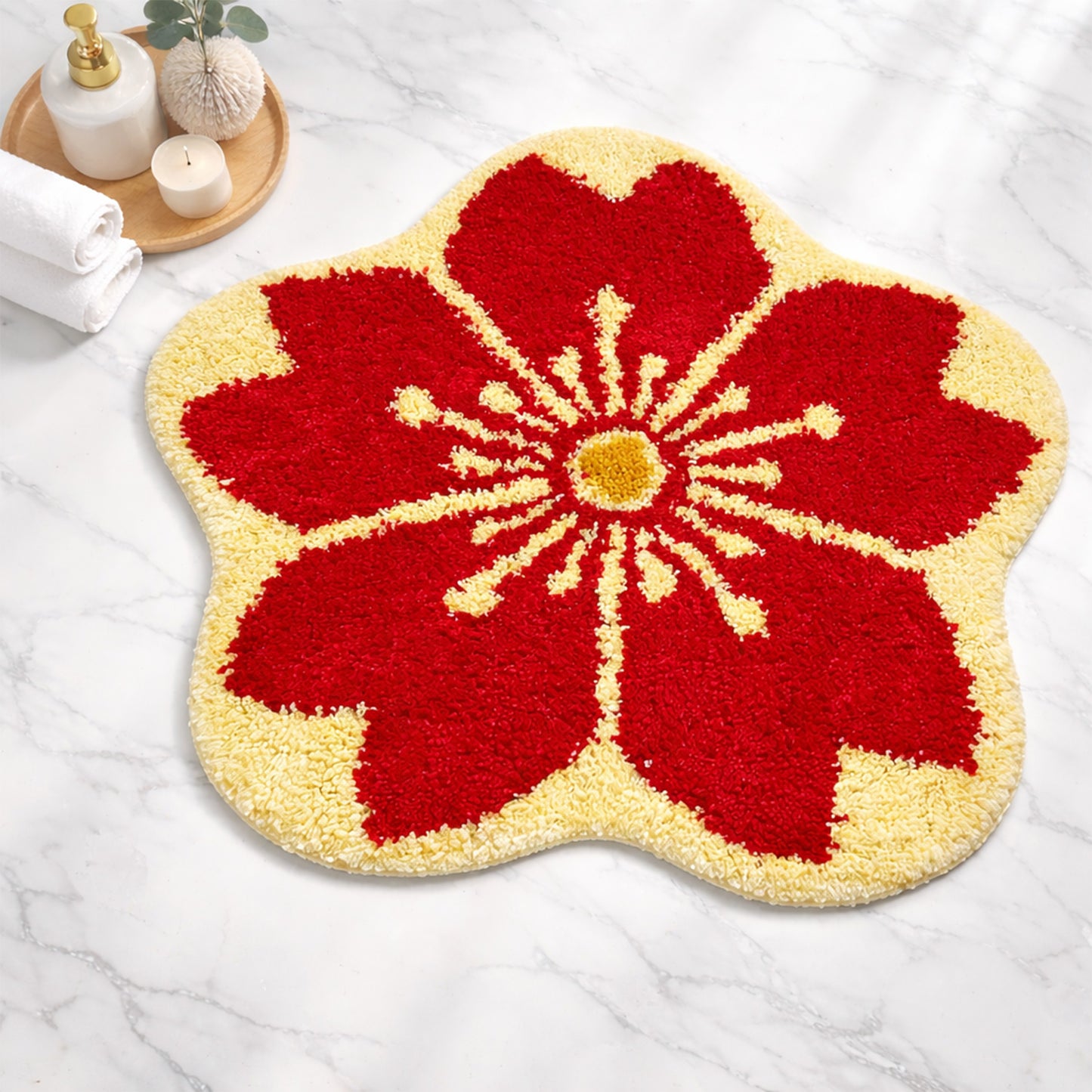 Feblilac Sakura Flower Tufted Bath Mat