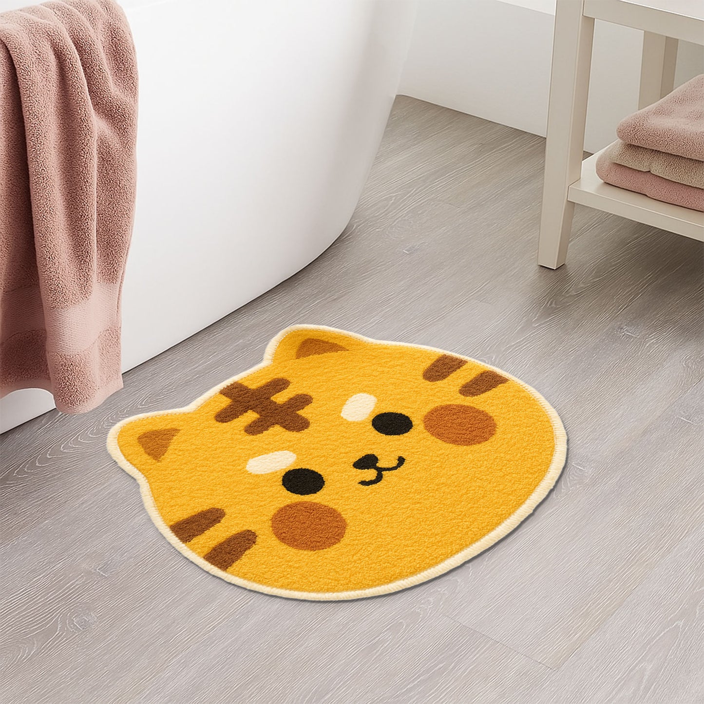 Tiger Head Shaped Bath Mat – Cute & Fluffy Kids' Rug