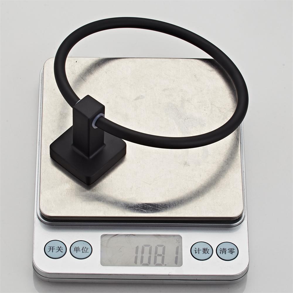 Feblilac Black Bathroom Towel Bar Wall Mount Stand Holder