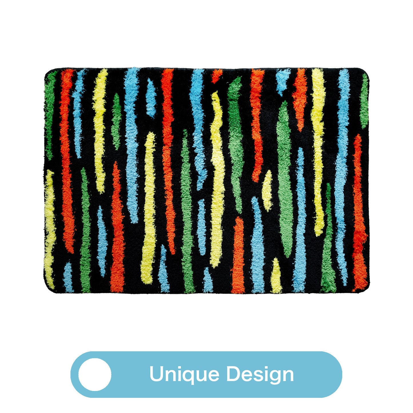 Feblilac Black background Color Lines Tufted Bath Mat