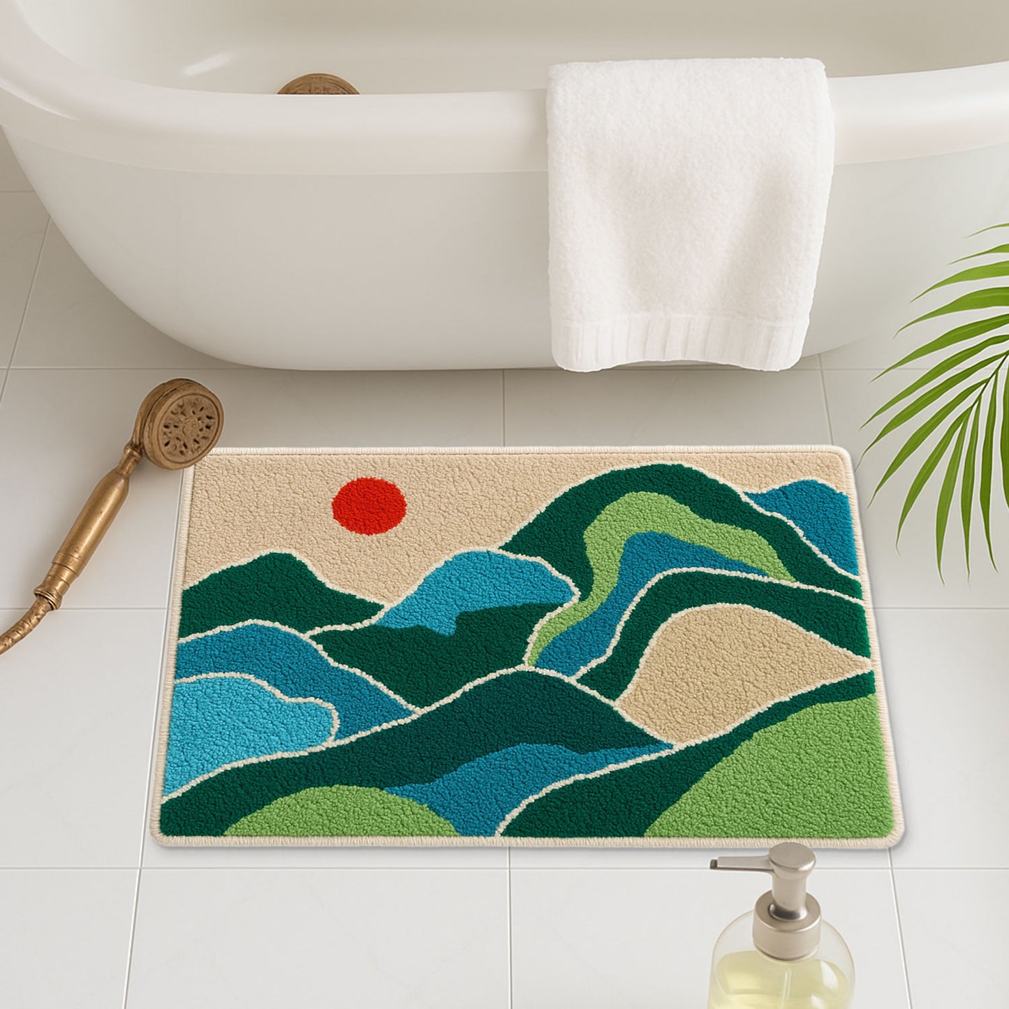 Feblilac Green Mountains and Rivers Tufted Bath Mat