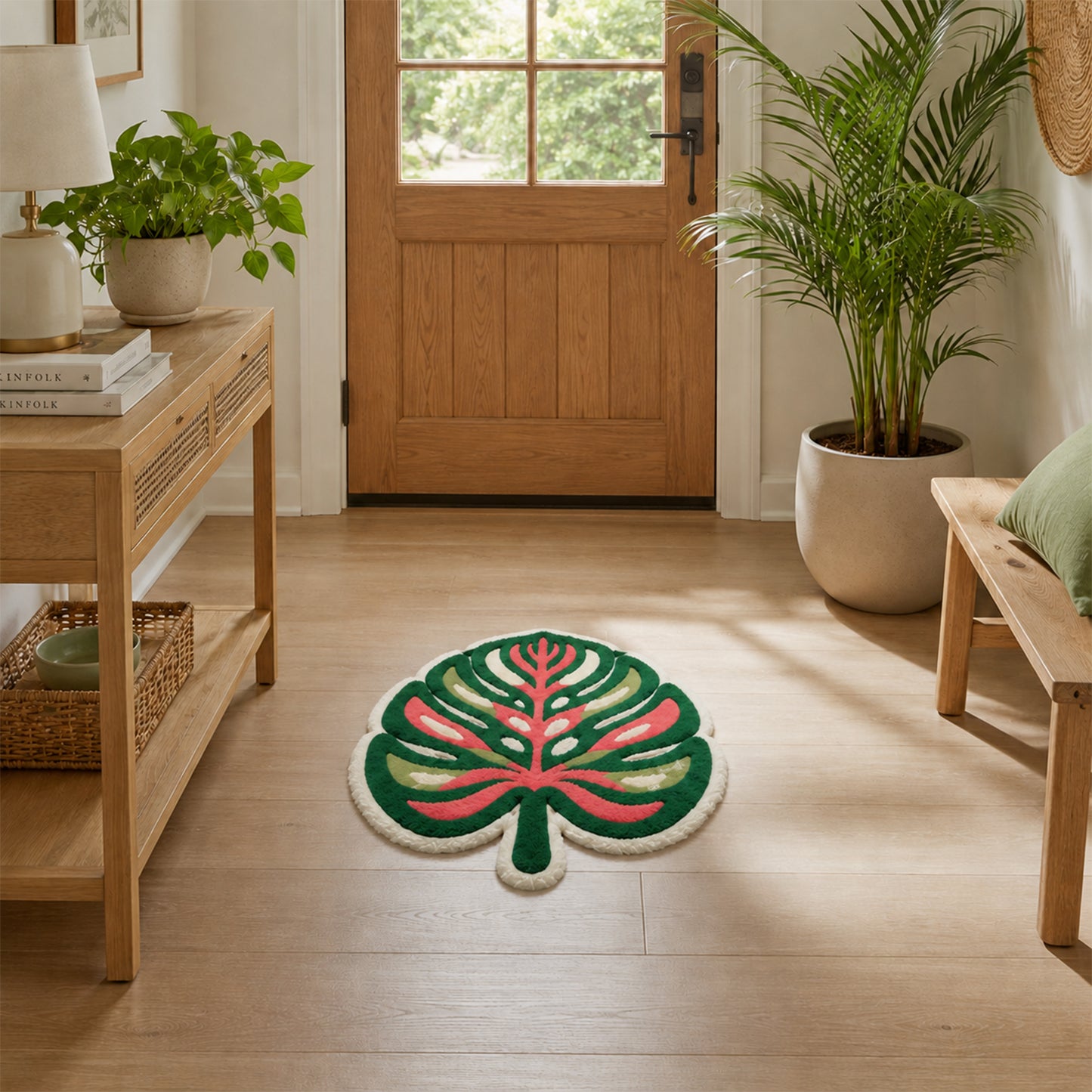 Feblilac Tropical Leaf Tufted Rug