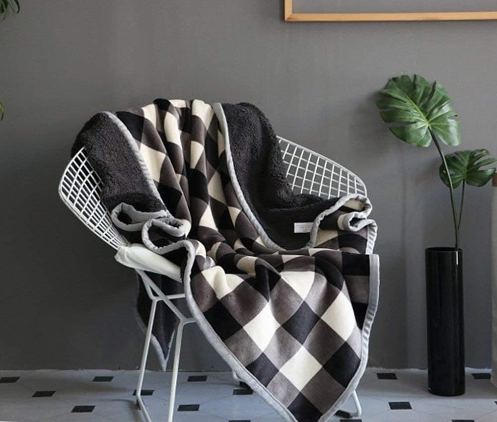 Black/White Plaid Throw 60'' X 50''- Bohemian Soft Plush Flannel Throw Blankets for Bed/Couch/Sofa/Office/Camping