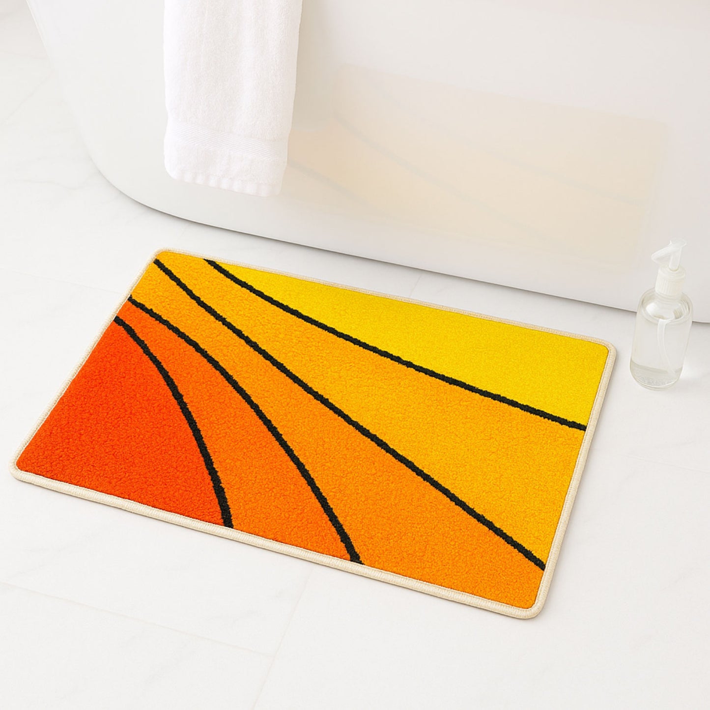 Feblilac Lovely Abstract Sunset Geometric Tufted Bath Mat