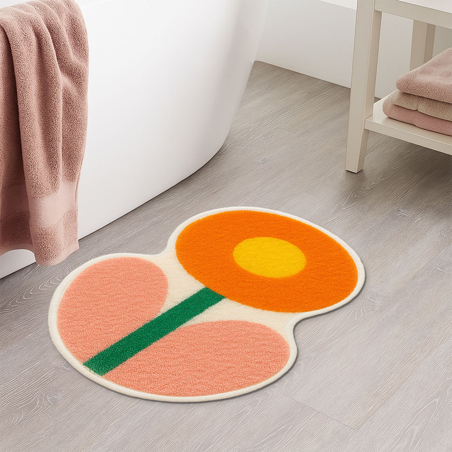 Colorful Flower Shaped Bath Mat – Soft & Absorbent for Bathroom or Entryway