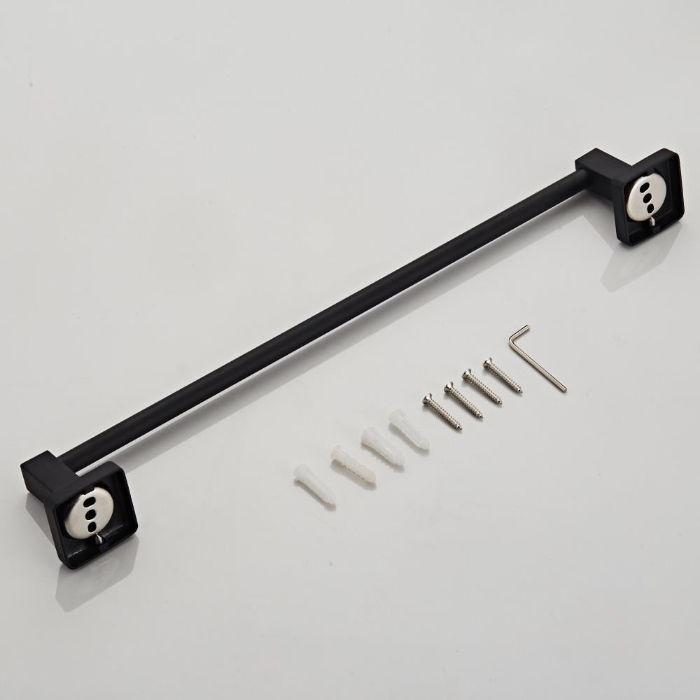 Feblilac Black Bathroom Towel Bar Wall Mount Stand Holder