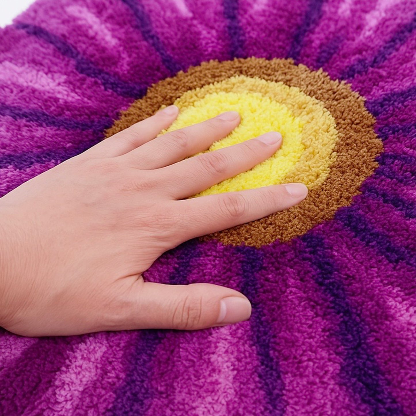 Feblilac Purple Flowers Tufted Bath Mat