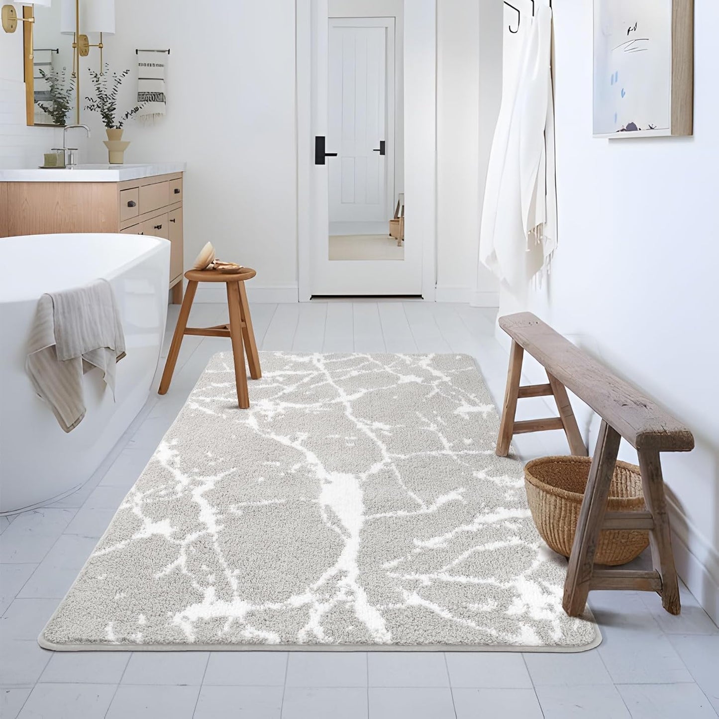 Feblilac Rock Texture Pattern Tufted Bath Mat