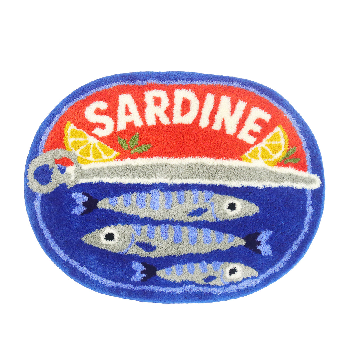 Feblilac Sardine Tin Tufted Bath Mat, Funny Fish Rug
