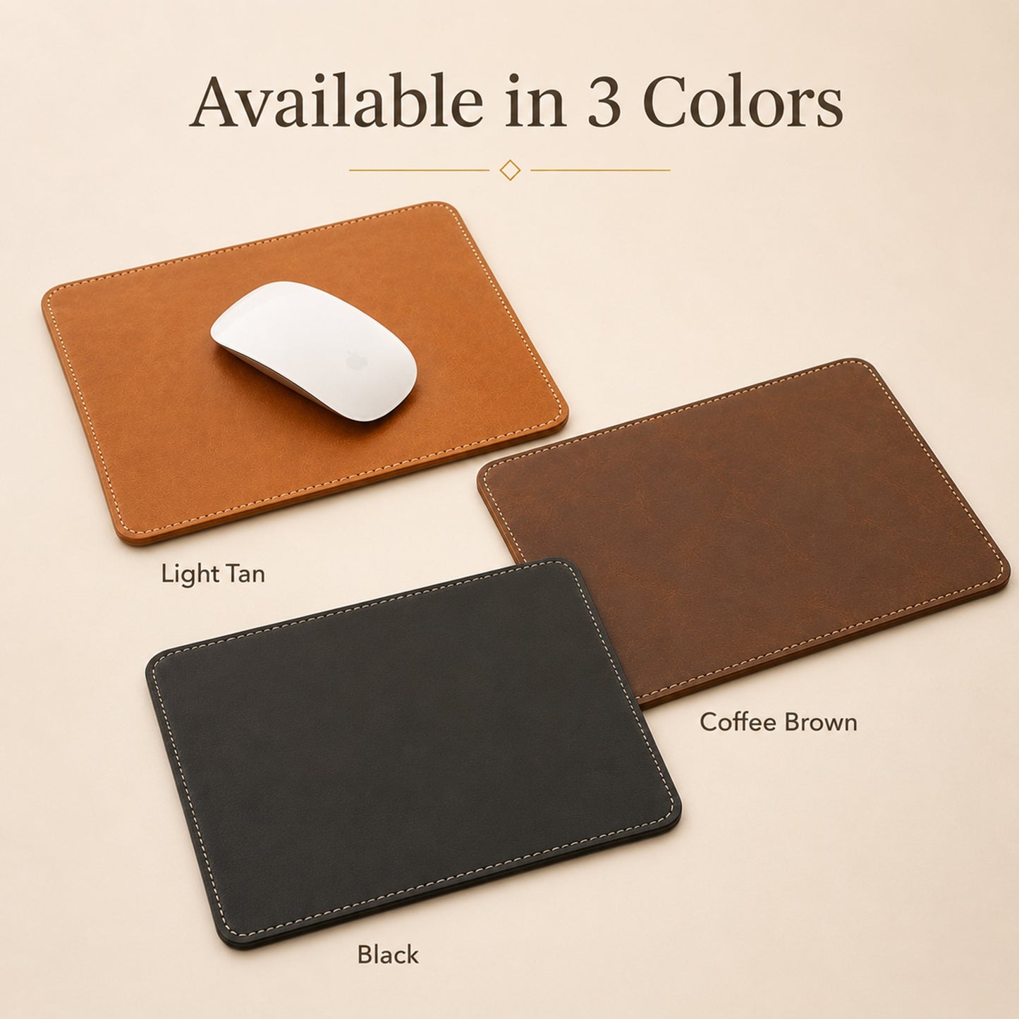 Feblilac Premium Genuine Leather Mouse Pad – Dual-Sided Calfskin Desk Pad