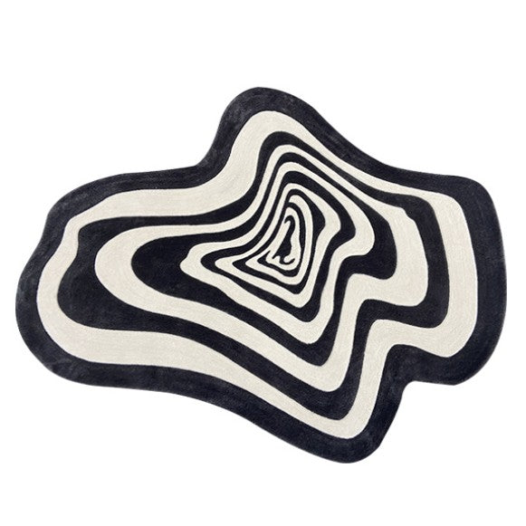 Feblilac Irregular Black and White Dizzy Handmade Tufted Acrylic Livingroom Carpet Area Rug