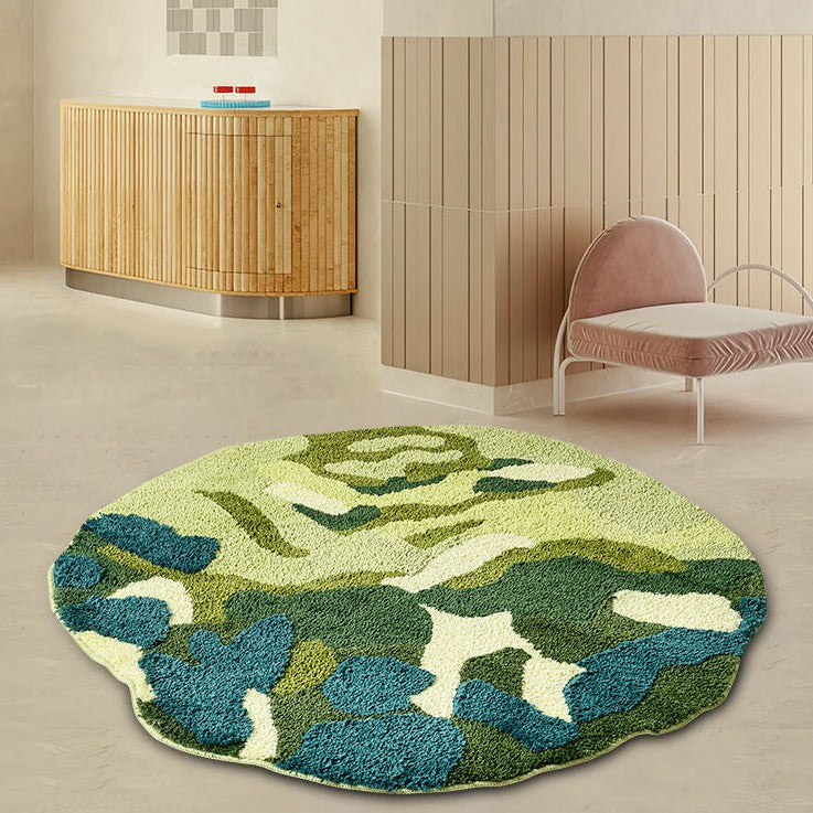 Green Moss Runner for Bedroom, Extra Long Mat for Living Room Bath, Green  Leaves Mat – Feblilac® Mat