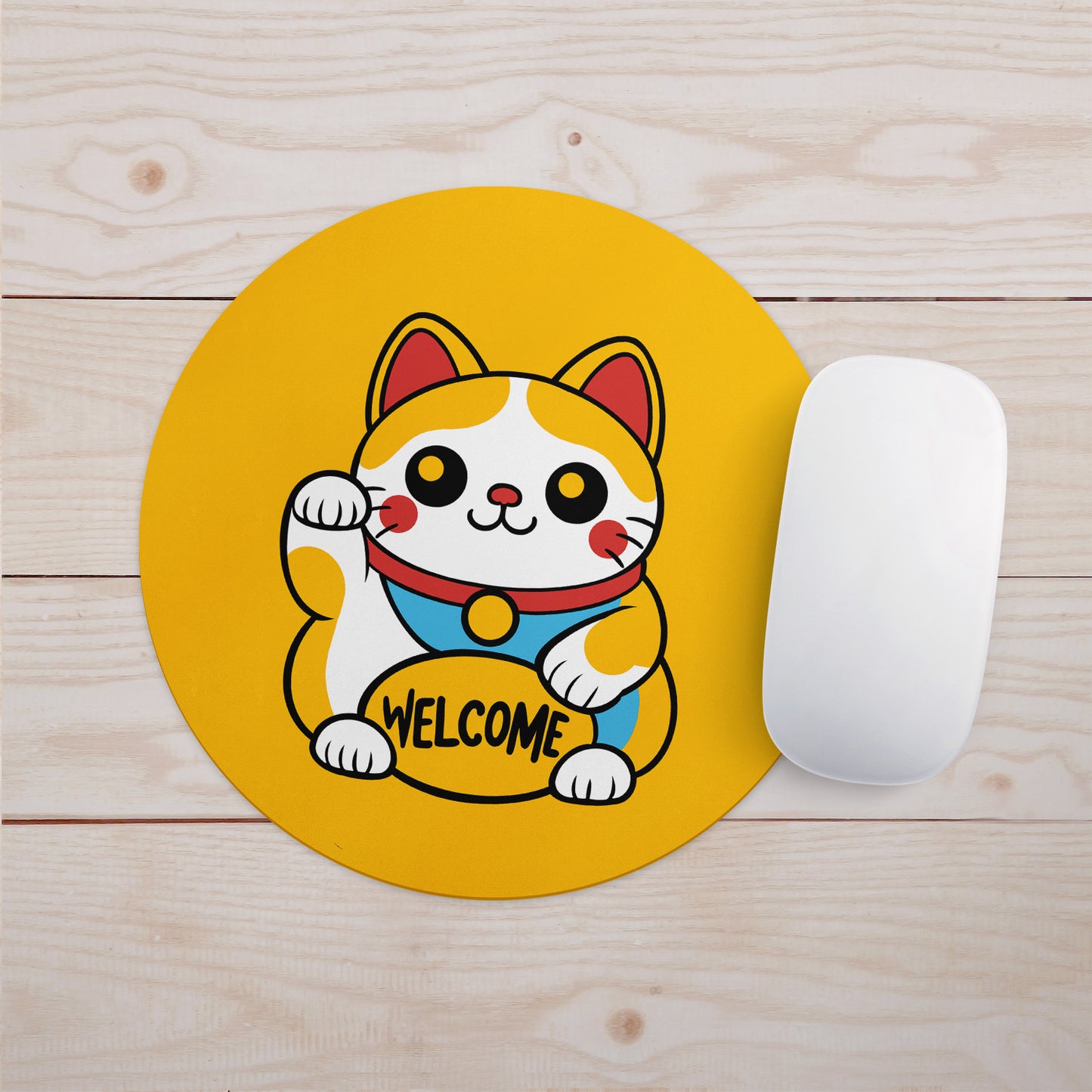 Feblilac Lucky Cat Welcome Mouse Pad
