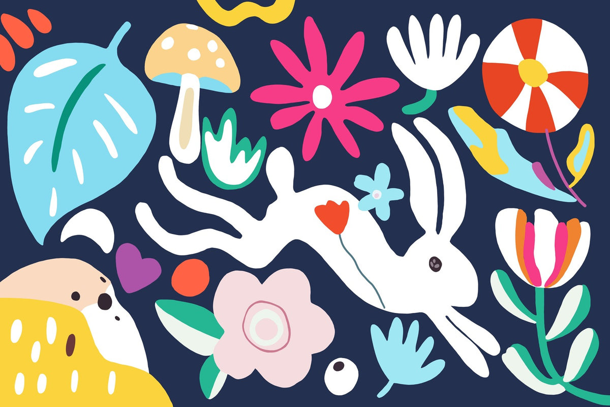 Feblilac Bunny Garden Tufted Bath Mat