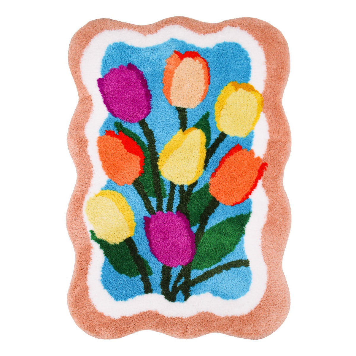 Feblilac Garden Irregular Tulip Tufted Bath Mat