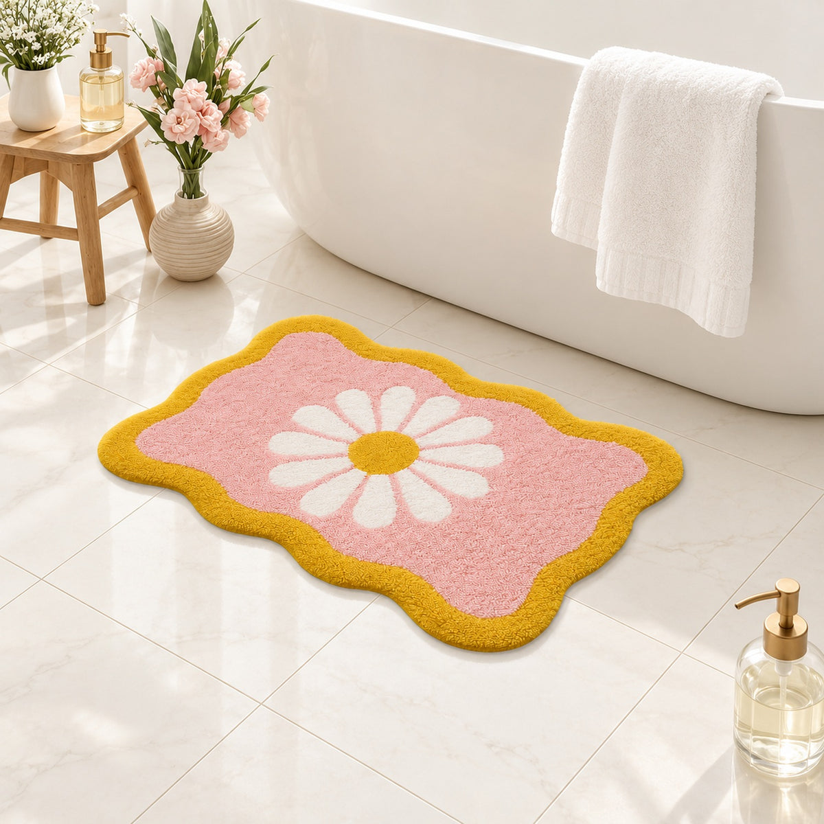 Daisy Scalloped Tufted Bath Mat