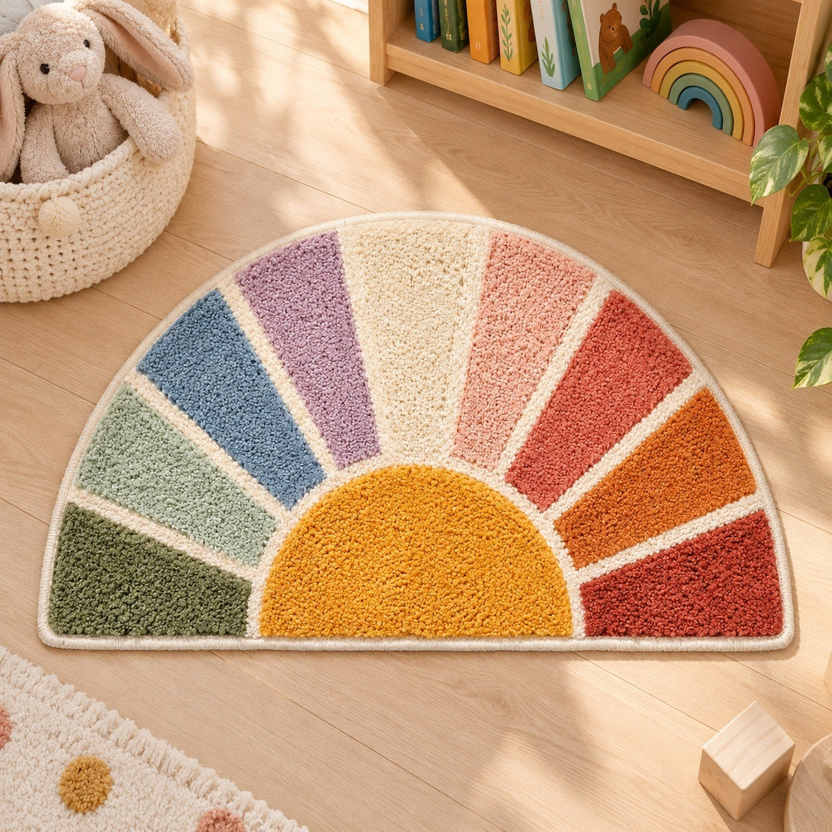 Feblilac Half Circle Sun Tufted Bath Mat