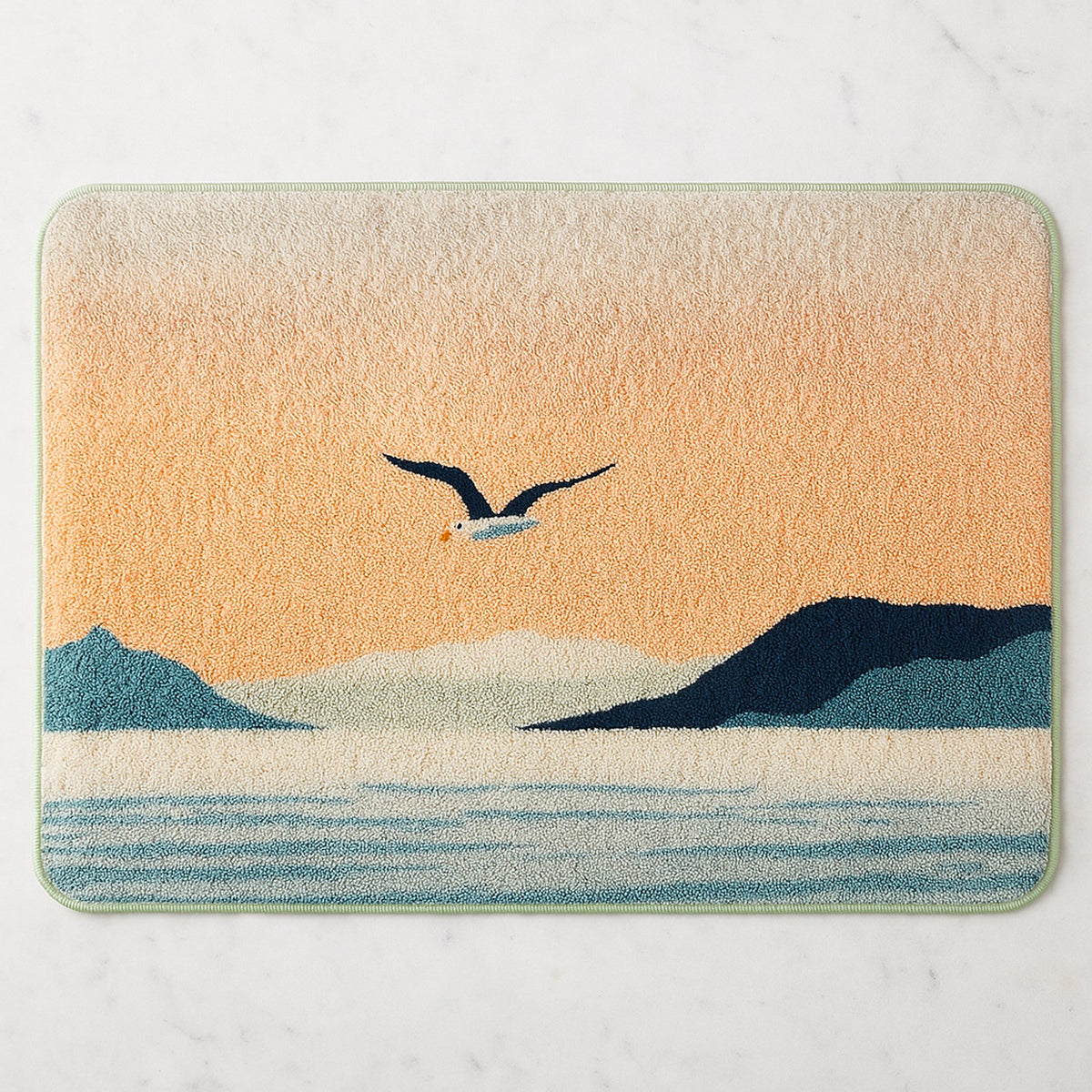 Feblilac Sunset Seagulls Tufted Bath Mat