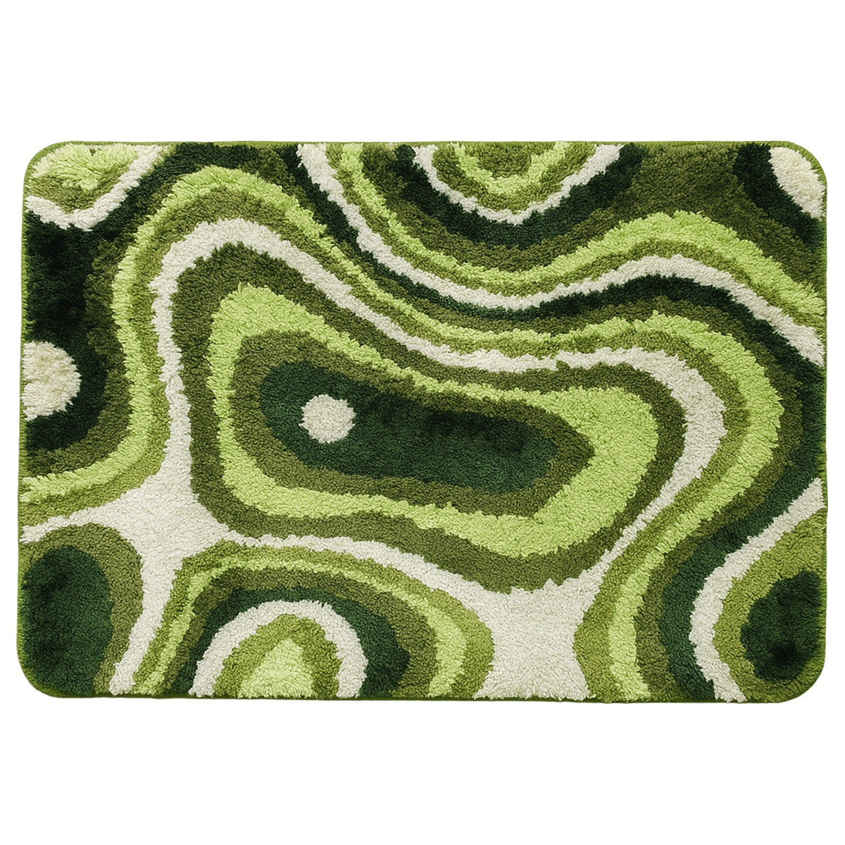 Feblilac Rectangular Green Dizzy Tufted Bath Mat