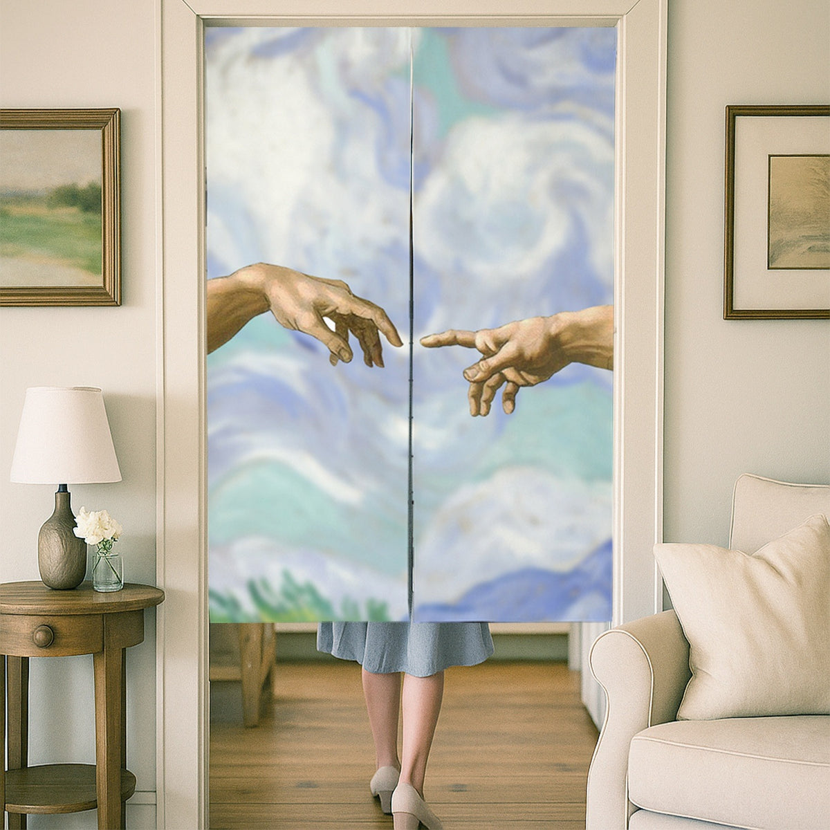 Feblilac Creation of Adam Door Curtain