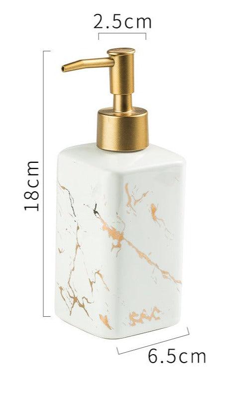 Ceramic Soap Dispenser, Marble Texture Cube Bottle for Kitchen Bathroom