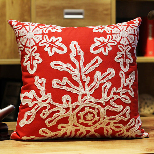 Embroidered flower bedside pillow, cute cartoon office cushion, American home sofa, New Year's Christmas gift pillow