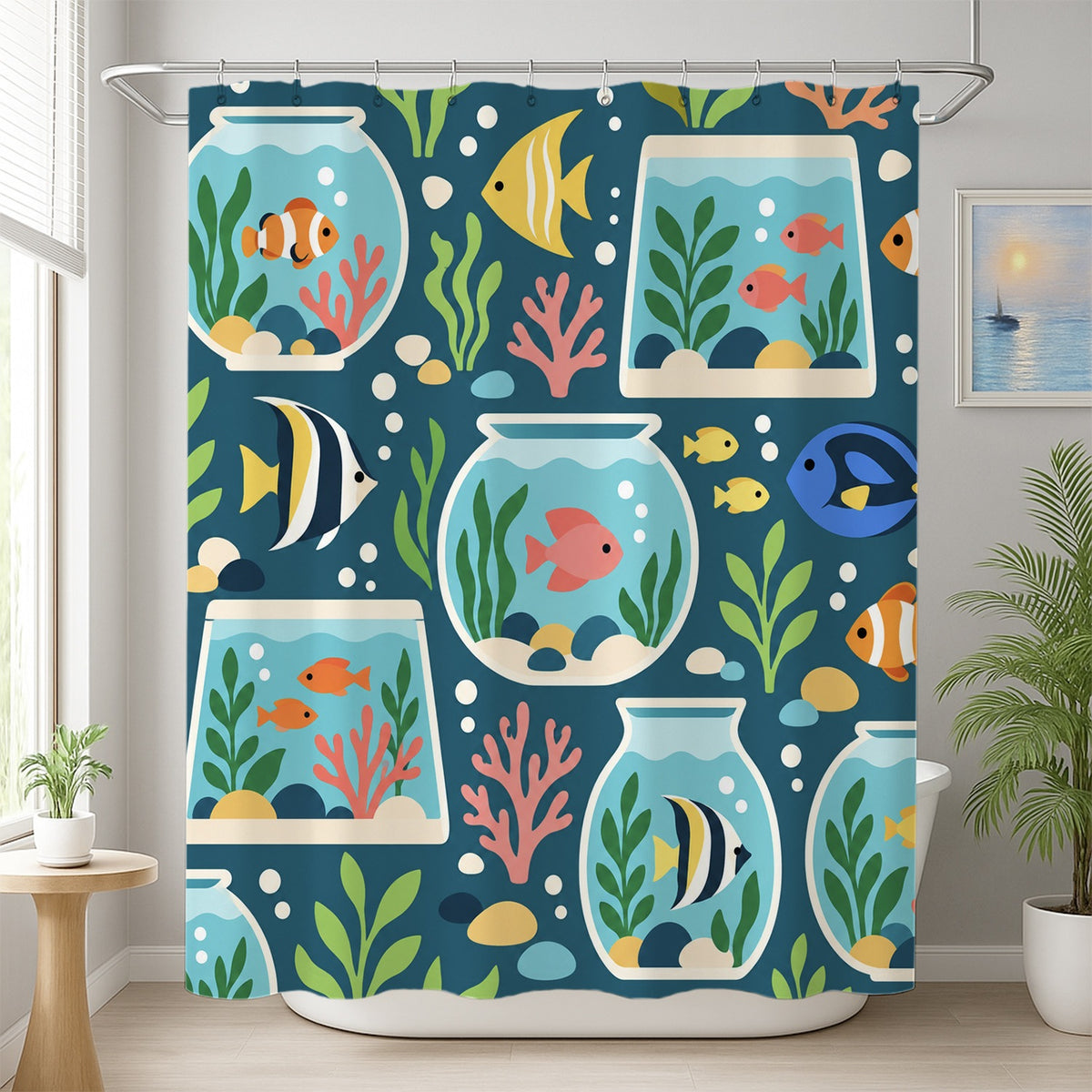 Feblilac Fish Tank Shower Curtain