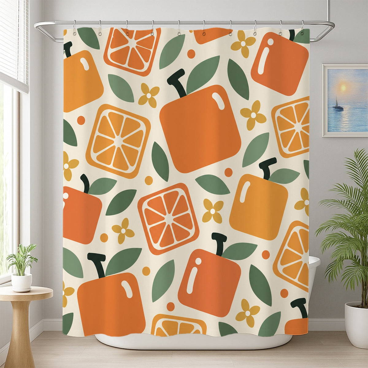 Feblilac Square Orange Shower Curtain