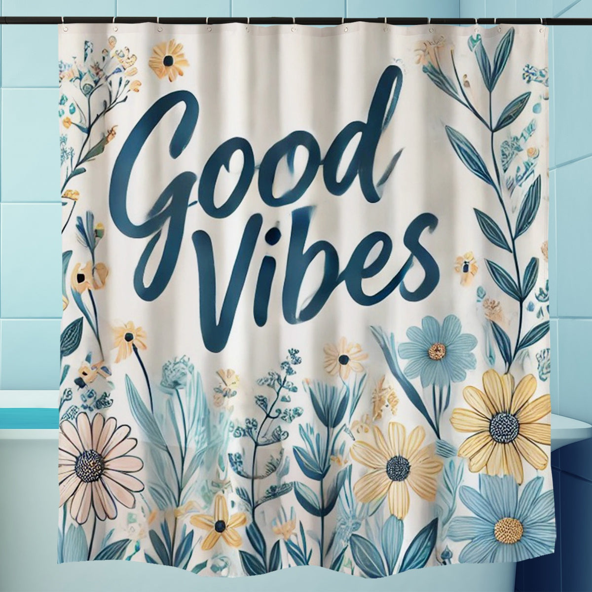 Feblilac Good Vibes Shower Curtain