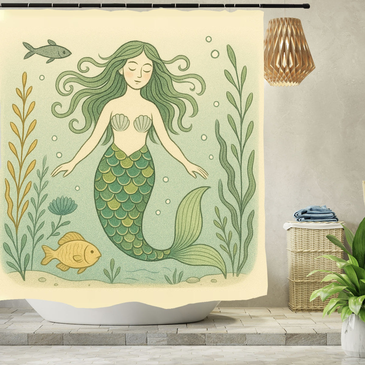 Feblilac Mermaid Shower Curtain