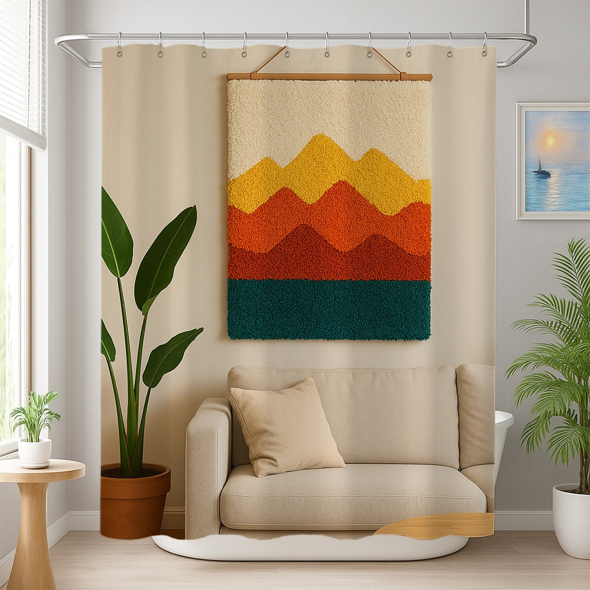 Feblilac Red Mountains Tapestry Shower Curtain