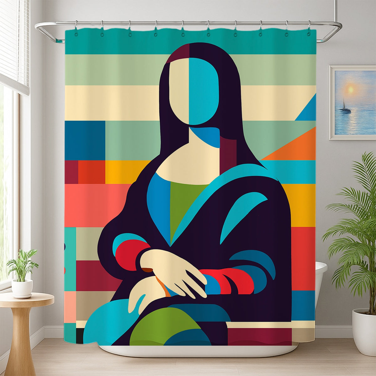 Feblilac Mona Lisa Modern Shower Curtain