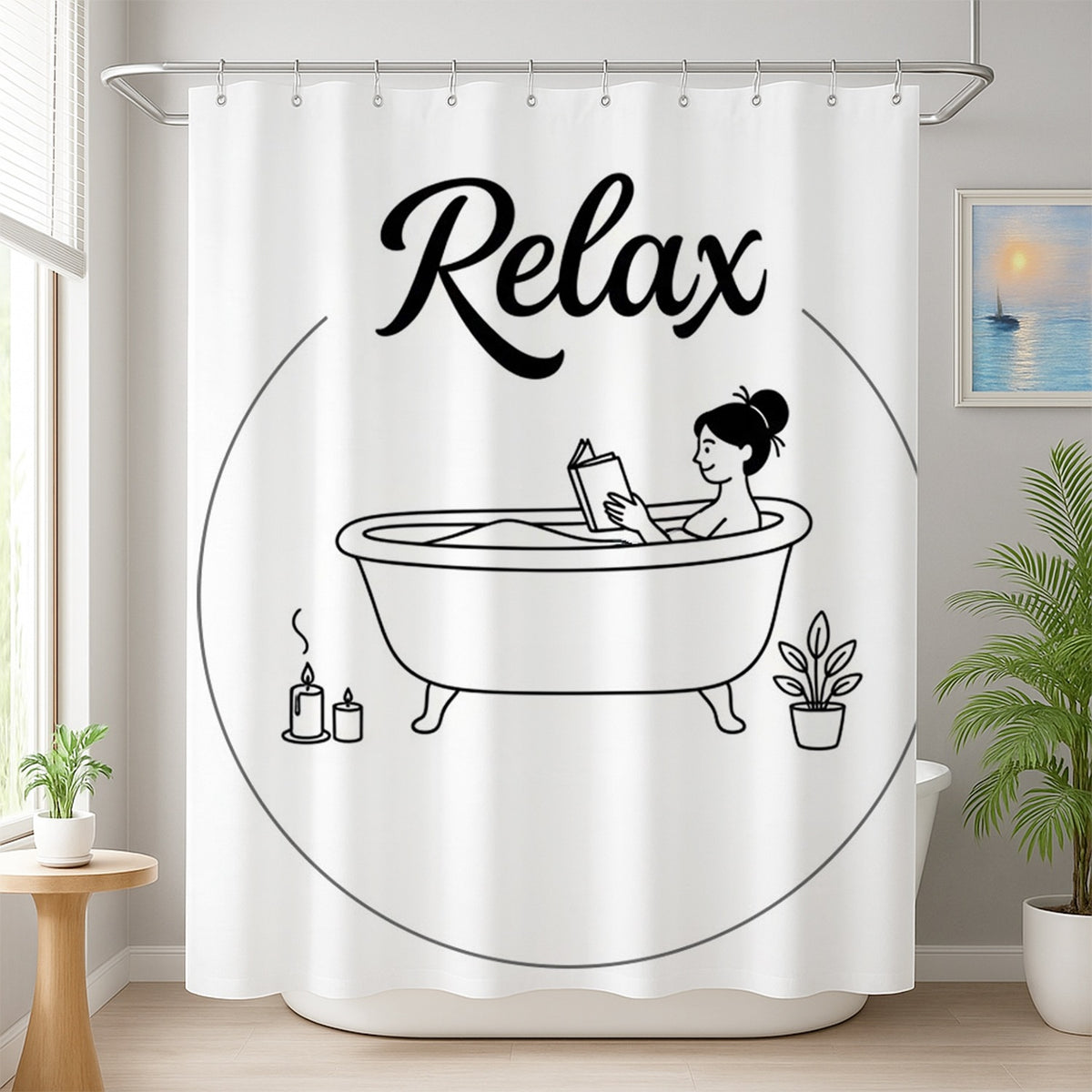 Feblilac Relax Bathtub Shower Curtain